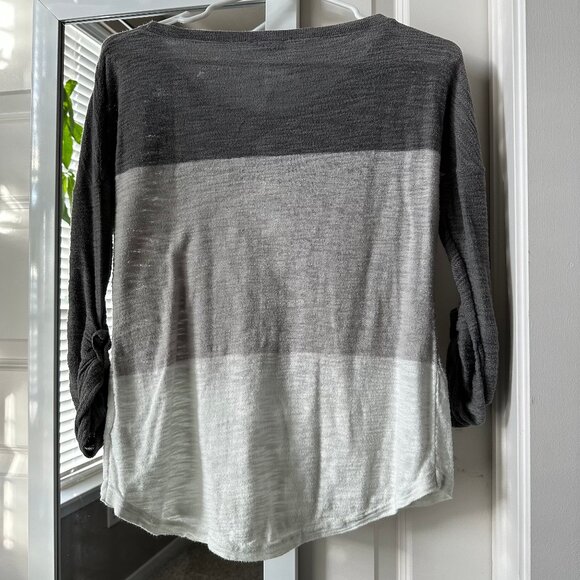 Express Grey Colorblock 3/4 Sleeve Boatneck Knit Top - Picture 2 of 5